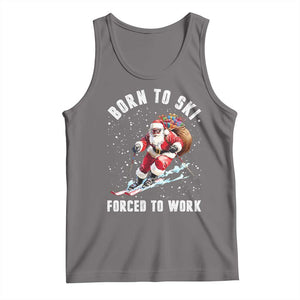 Skiing Santa Christmas Tank Top Funny Born to Ski Forced to Work TS10 Deep Heather Print Your Wear