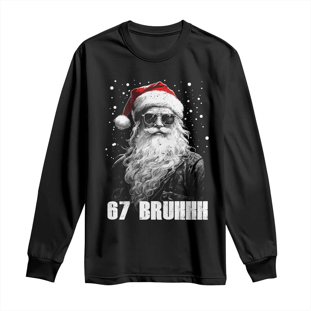 Cool Santa Claus Six Seven 67 Meme Long Sleeve Shirt Funny 6 7 Gen Alpha Slang Viral Meme TS10 Black Print Your Wear