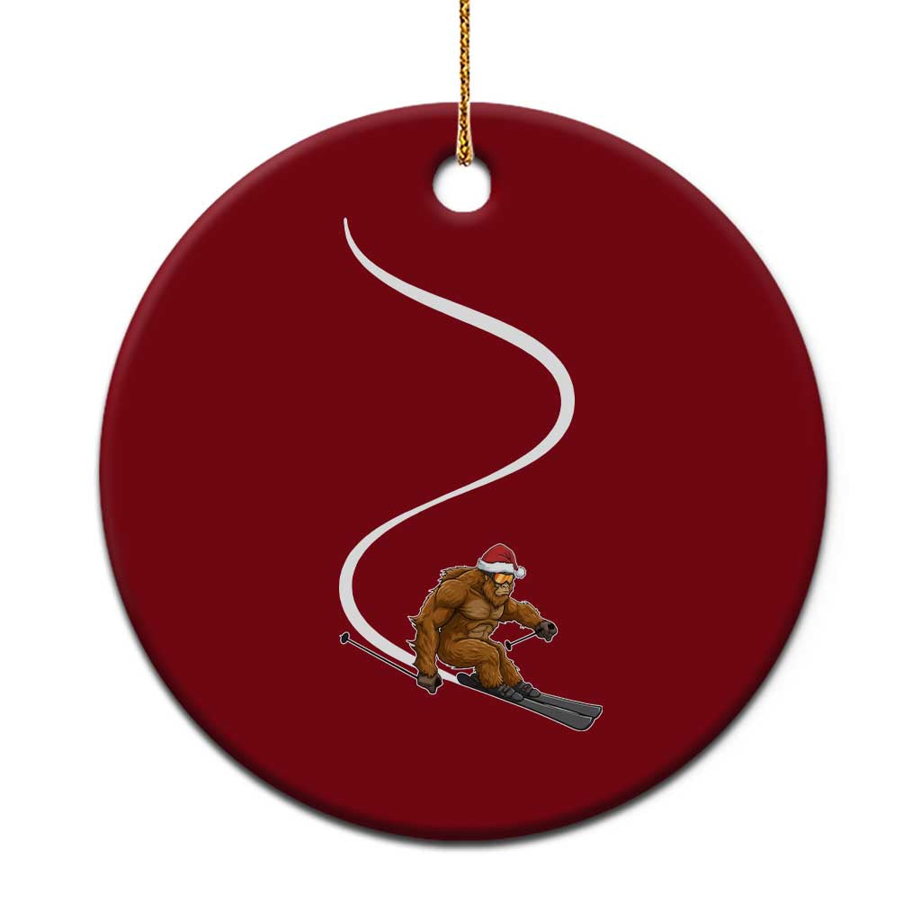 Christmas Bigfoot Skiing Ceramic Ornament Funny Santa Sasquatch Ski Lover Mountain Skier Winter Sports TS10 1pc Red Print Your Wear