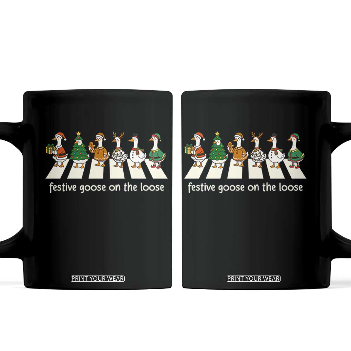 Funny Christmas Goose Coffee Mug Festive Goose On The Loose Xmas Meme TS10 Black Print Your Wear