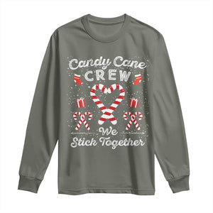 Christmas Family Matching Long Sleeve Shirt Candy Cane Heart Holiday TS10 Military Green Print Your Wear