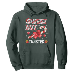 Funny Christmas Hoodie Sweet But Twisted Candy Cane Xmas Holiday TS10 Dark Forest Green Print Your Wear