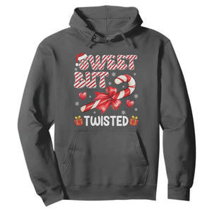 Funny Christmas Hoodie Sweet But Twisted Candy Cane Xmas Holiday TS10 Dark Heather Print Your Wear