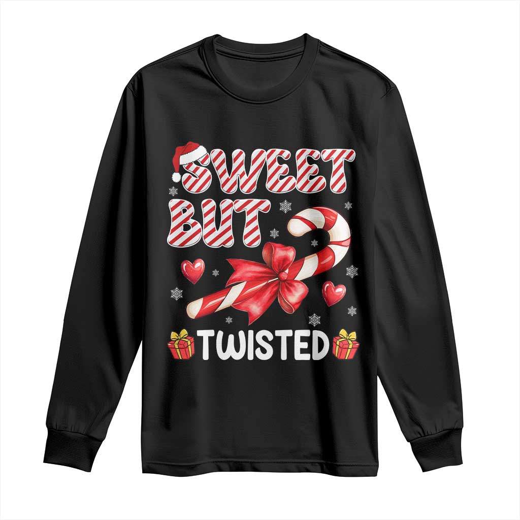 Funny Christmas Long Sleeve Shirt Sweet But Twisted Candy Cane Xmas Holiday TS10 Black Print Your Wear