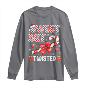 Funny Christmas Long Sleeve Shirt Sweet But Twisted Candy Cane Xmas Holiday TS10 Charcoal Print Your Wear