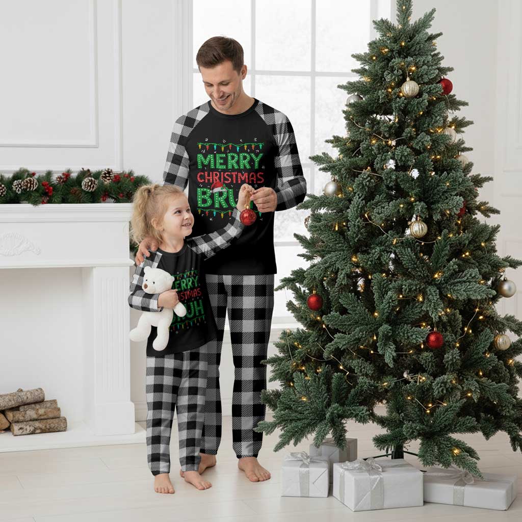 Merry Xmas Bruh Plaid Pajama Set Meme Funny Saying Bro Greeting TS10 White Plaid Print Your Wear