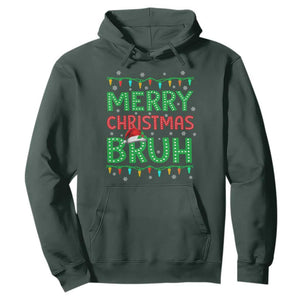 Merry Christmas Bruh Hoodie Meme Funny Saying Bro Greeting TS10 Dark Forest Green Print Your Wear