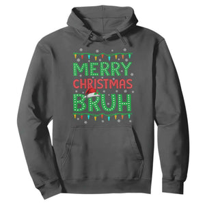 Merry Christmas Bruh Hoodie Meme Funny Saying Bro Greeting TS10 Dark Heather Print Your Wear