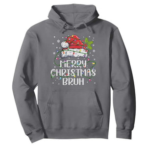 Merry Christmas Bruh Hoodie Funny Saying Santa Claus Christmas Lights Pajama TS10 Charcoal Print Your Wear