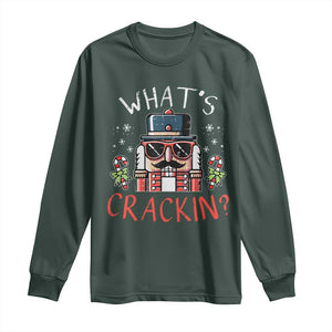 Christmas Nutcracker Long Sleeve Shirt Whats Crackin Funny Xmas TS10 Dark Forest Green Print Your Wear