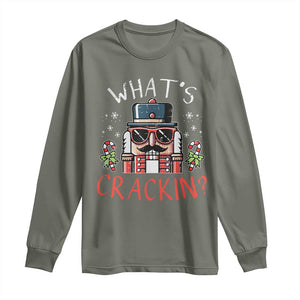 Christmas Nutcracker Long Sleeve Shirt Whats Crackin Funny Xmas TS10 Military Green Print Your Wear