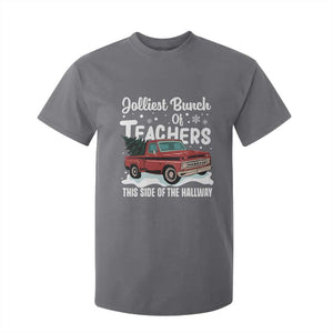 Teacher Christmas T Shirt For Kid Vintage Jolliest Bunch Of Teachers This Side Of The Hallway TS10 Charcoal Print Your Wear