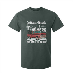 Teacher Christmas T Shirt For Kid Vintage Jolliest Bunch Of Teachers This Side Of The Hallway TS10 Dark Forest Green Print Your Wear