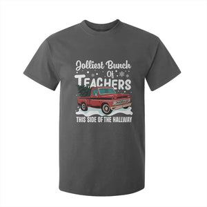 Teacher Christmas T Shirt For Kid Vintage Jolliest Bunch Of Teachers This Side Of The Hallway TS10 Dark Heather Print Your Wear