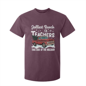 Teacher Christmas T Shirt For Kid Vintage Jolliest Bunch Of Teachers This Side Of The Hallway TS10 Maroon Print Your Wear