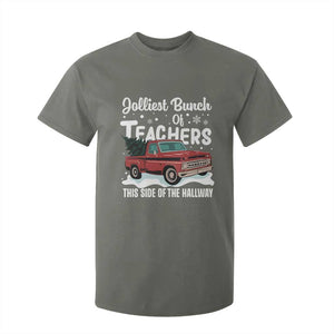 Teacher Christmas T Shirt For Kid Vintage Jolliest Bunch Of Teachers This Side Of The Hallway TS10 Military Green Print Your Wear