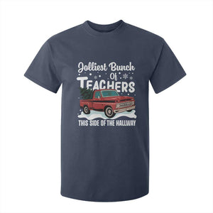 Teacher Christmas T Shirt For Kid Vintage Jolliest Bunch Of Teachers This Side Of The Hallway TS10 Navy Print Your Wear