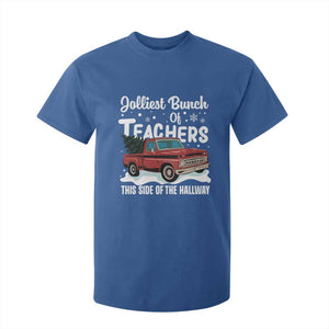 Teacher Christmas T Shirt For Kid Vintage Jolliest Bunch Of Teachers This Side Of The Hallway TS10 Royal Blue Print Your Wear