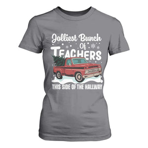 Teacher Christmas T Shirt For Women Vintage Jolliest Bunch Of Teachers This Side Of The Hallway TS10 Charcoal Print Your Wear