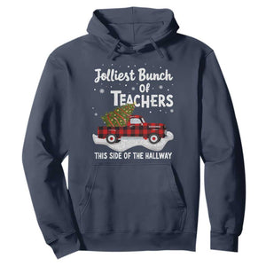 Teacher Christmas Hoodie Jolliest Bunch Of Teachers This Side Of The Hallway TS10 Navy Print Your Wear