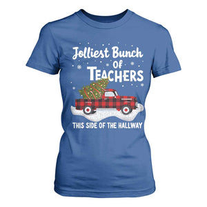 Teacher Christmas T Shirt For Women Jolliest Bunch Of Teachers This Side Of The Hallway TS10 Royal Blue Print Your Wear