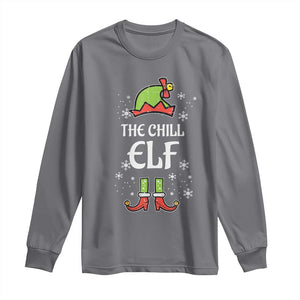 Funny Christmas Chill Guy Long Sleeve Shirt The Chill Elf Meme Xmas Family Match TS10 Charcoal Print Your Wear