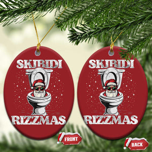 Funny Christmas Ornament Skibidi Rizzmas Rizz Santa Toilet Kid Cool TS10 Oval Red Print Your Wear