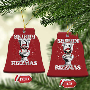 Funny Christmas Ornament Skibidi Rizzmas Rizz Santa Toilet Kid Cool TS10 Bell Flake Red Print Your Wear