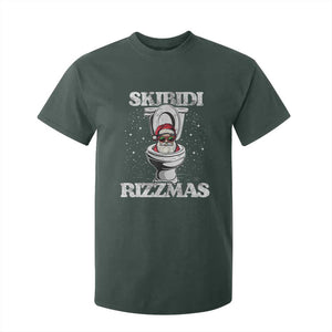 Funny Christmas T Shirt For Kid Skibidi Rizzmas Rizz Santa Toilet Kid Cool TS10 Dark Forest Green Print Your Wear