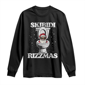 Funny Christmas Long Sleeve Shirt Skibidi Rizzmas Rizz Santa Toilet Kid Cool TS10 Black Print Your Wear