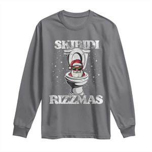 Funny Christmas Long Sleeve Shirt Skibidi Rizzmas Rizz Santa Toilet Kid Cool TS10 Charcoal Print Your Wear