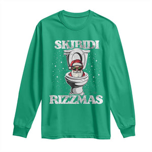 Funny Christmas Long Sleeve Shirt Skibidi Rizzmas Rizz Santa Toilet Kid Cool TS10 Irish Green Print Your Wear