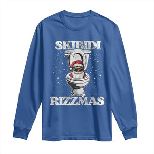 Funny Christmas Long Sleeve Shirt Skibidi Rizzmas Rizz Santa Toilet Kid Cool TS10 Royal Blue Print Your Wear