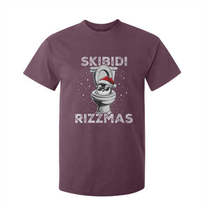 Funny Christmas T Shirt For Kid Skibidi Rizzmas Rizz Santa Toilet Penguin Kid Cool TS10 Maroon Print Your Wear