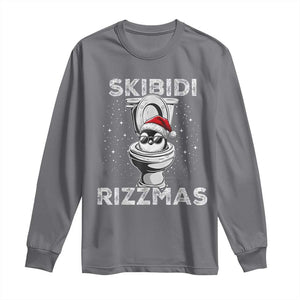 Funny Christmas Long Sleeve Shirt Skibidi Rizzmas Rizz Santa Toilet Penguin Kid Cool TS10 Charcoal Print Your Wear