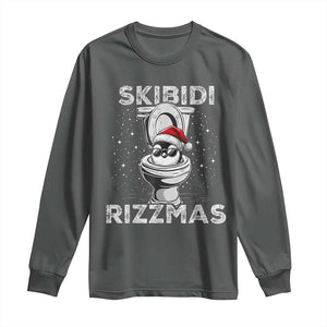 Funny Christmas Long Sleeve Shirt Skibidi Rizzmas Rizz Santa Toilet Penguin Kid Cool TS10 Dark Heather Print Your Wear