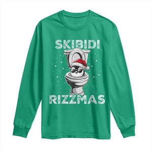 Funny Christmas Long Sleeve Shirt Skibidi Rizzmas Rizz Santa Toilet Penguin Kid Cool TS10 Irish Green Print Your Wear