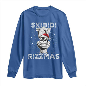 Funny Christmas Long Sleeve Shirt Skibidi Rizzmas Rizz Santa Toilet Penguin Kid Cool TS10 Royal Blue Print Your Wear