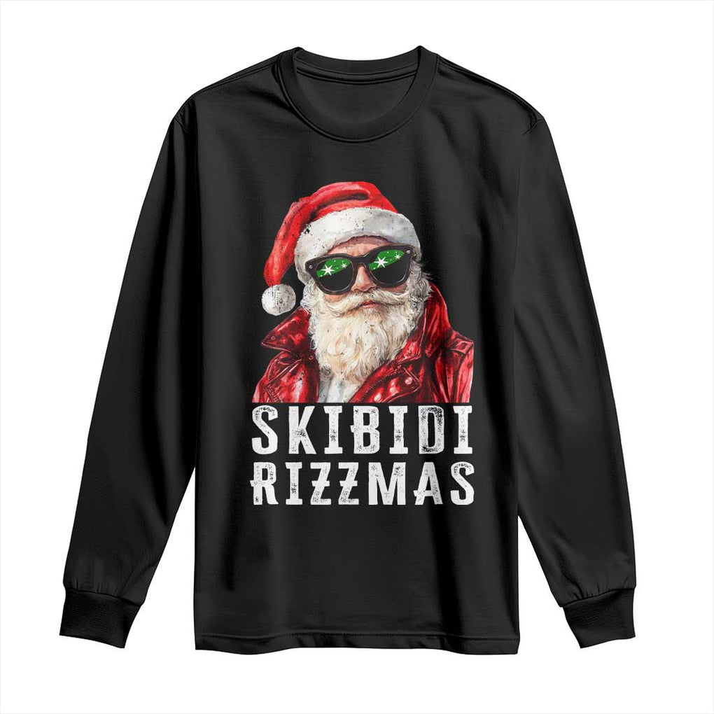 Funny Christmas Santa Long Sleeve Shirt Skibidi Rizzmas Christmas Rizz Santa Claus Charisma Kid Cool TS10 Black Print Your Wear