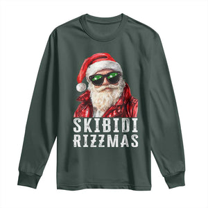 Funny Christmas Santa Long Sleeve Shirt Skibidi Rizzmas Christmas Rizz Santa Claus Charisma Kid Cool TS10 Dark Forest Green Print Your Wear