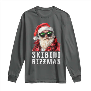 Funny Christmas Santa Long Sleeve Shirt Skibidi Rizzmas Christmas Rizz Santa Claus Charisma Kid Cool TS10 Dark Heather Print Your Wear