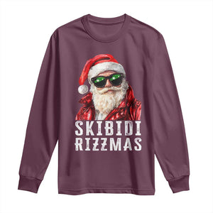 Funny Christmas Santa Long Sleeve Shirt Skibidi Rizzmas Christmas Rizz Santa Claus Charisma Kid Cool TS10 Maroon Print Your Wear