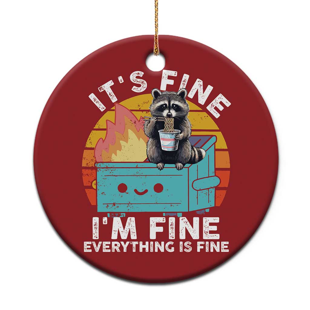 Funny Racoon Christmas Ornament Eating Instant Noodle Cup Dumpster Fire Everything Is Fine Meme TS10 Print Your Wear