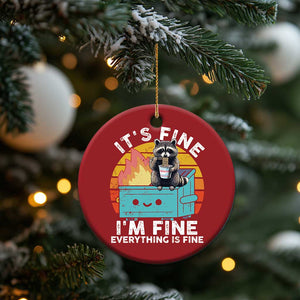 Funny Racoon Christmas Ornament Eating Instant Noodle Cup Dumpster Fire Everything Is Fine Meme TS10 Print Your Wear