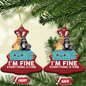 Funny Racoon Christmas Ornament Eating Instant Noodle Cup Dumpster Fire Everything Is Fine Meme TS10 Christmas Tree Red Print Your Wear