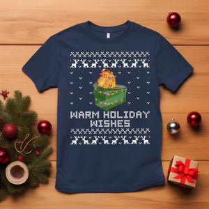 Funny Christmas T Shirt Warm Holiday Wishes Dumpster Fire Ugly Christmas TS10 Navy Print Your Wear