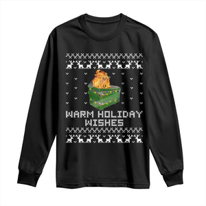 Funny Christmas Long Sleeve Shirt Warm Holiday Wishes Dumpster Fire Ugly Christmas TS10 Black Print Your Wear