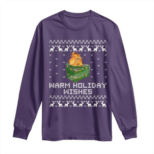 Funny Christmas Long Sleeve Shirt Warm Holiday Wishes Dumpster Fire Ugly Christmas TS10 Purple Print Your Wear