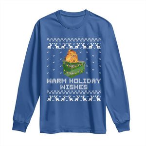 Funny Christmas Long Sleeve Shirt Warm Holiday Wishes Dumpster Fire Ugly Christmas TS10 Royal Blue Print Your Wear