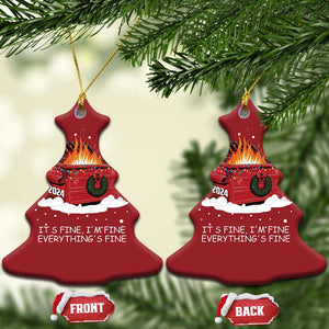 Dumpster Fire Christmas Ornament Everythings Fine Funny Christmas TS10 Christmas Tree Red Print Your Wear